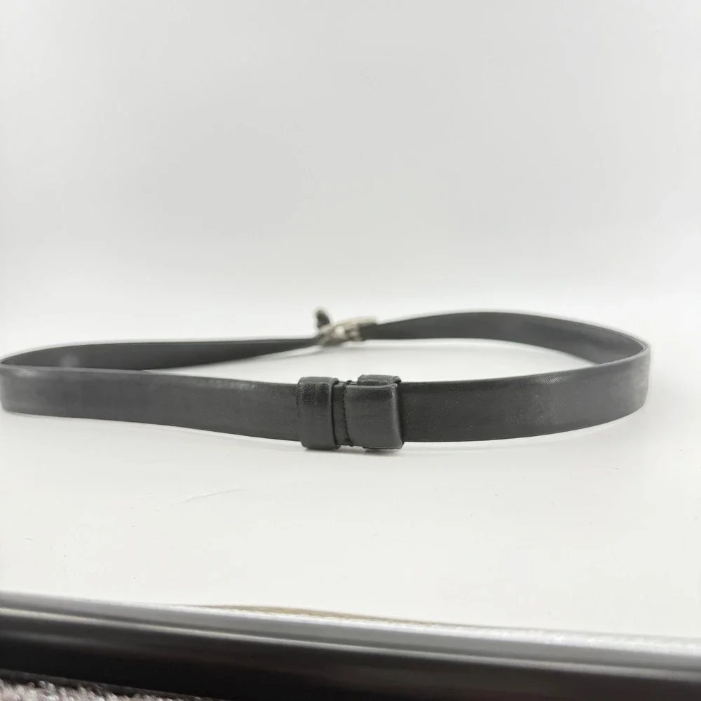 Chicos Enamel Buckle Belt Womens ML Black Leather Multi Color Artisan Vintage